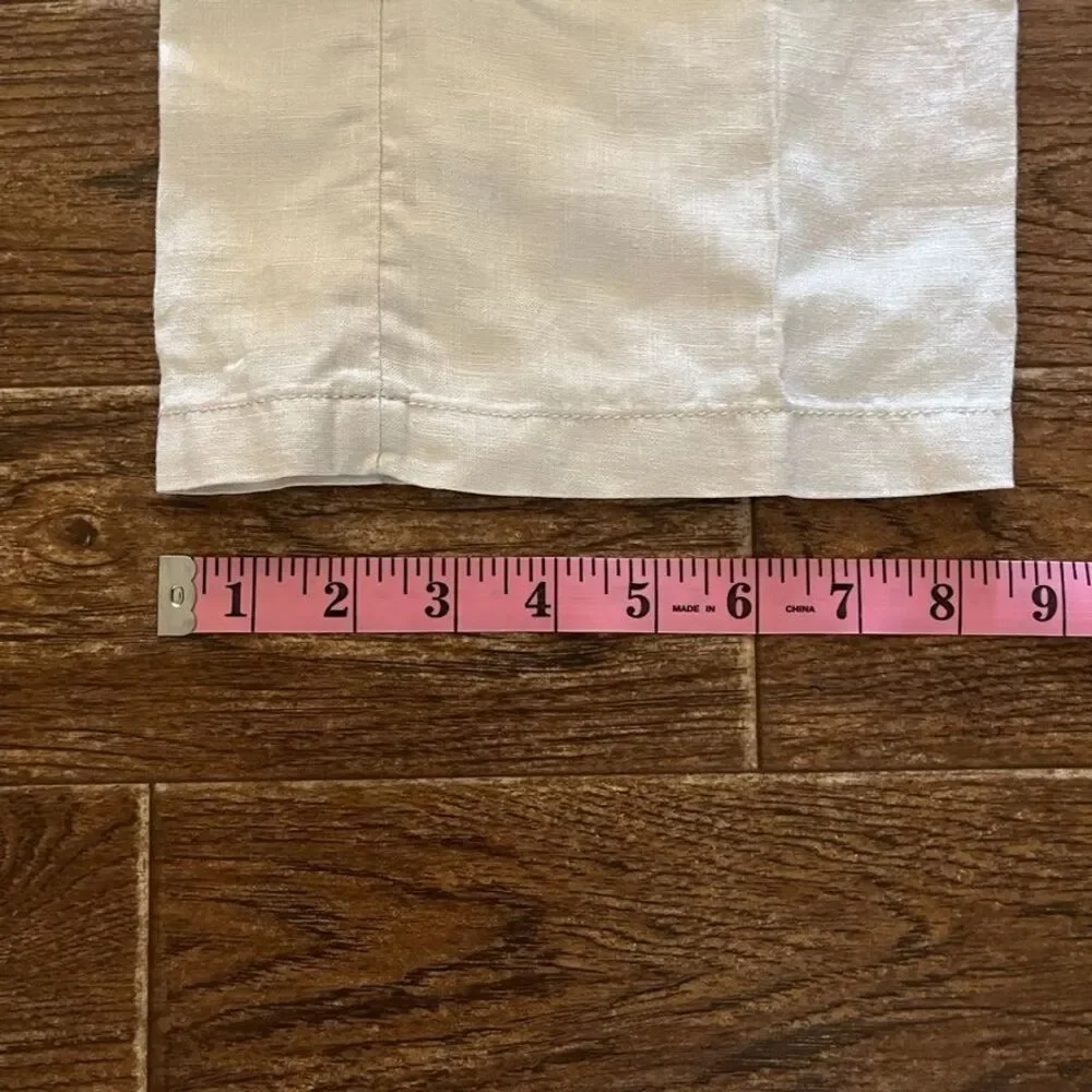 H&M Womens 100% Linen Straight Leg Pants Womens Size 4 Ivory Casual Beach
